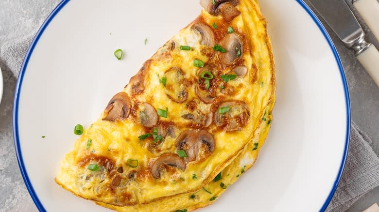 Mushroom omelet on plate