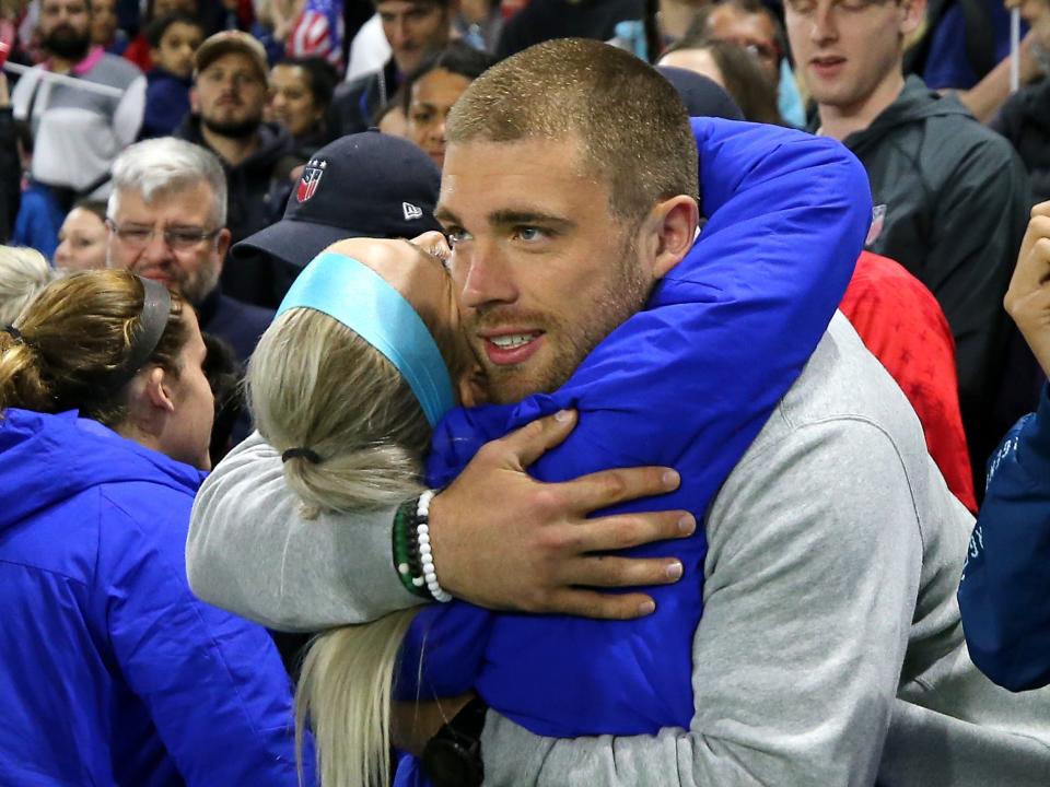 juli ertz zach ertz hugging world cup