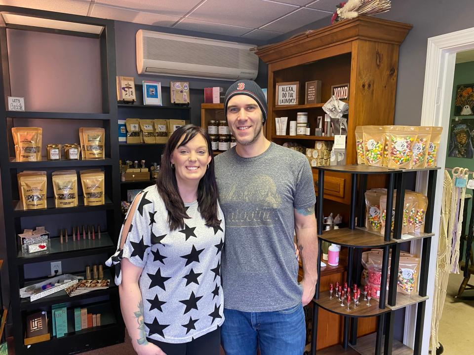 Husband and wife Steve and Corinne McCarthy opened up The Soulful Palette at the start of 2024. The business sells handmade art and other crafts and products from local vendors. It is located at 88 East Grove St., in Middleboro. Photo taken February 2, 2024.