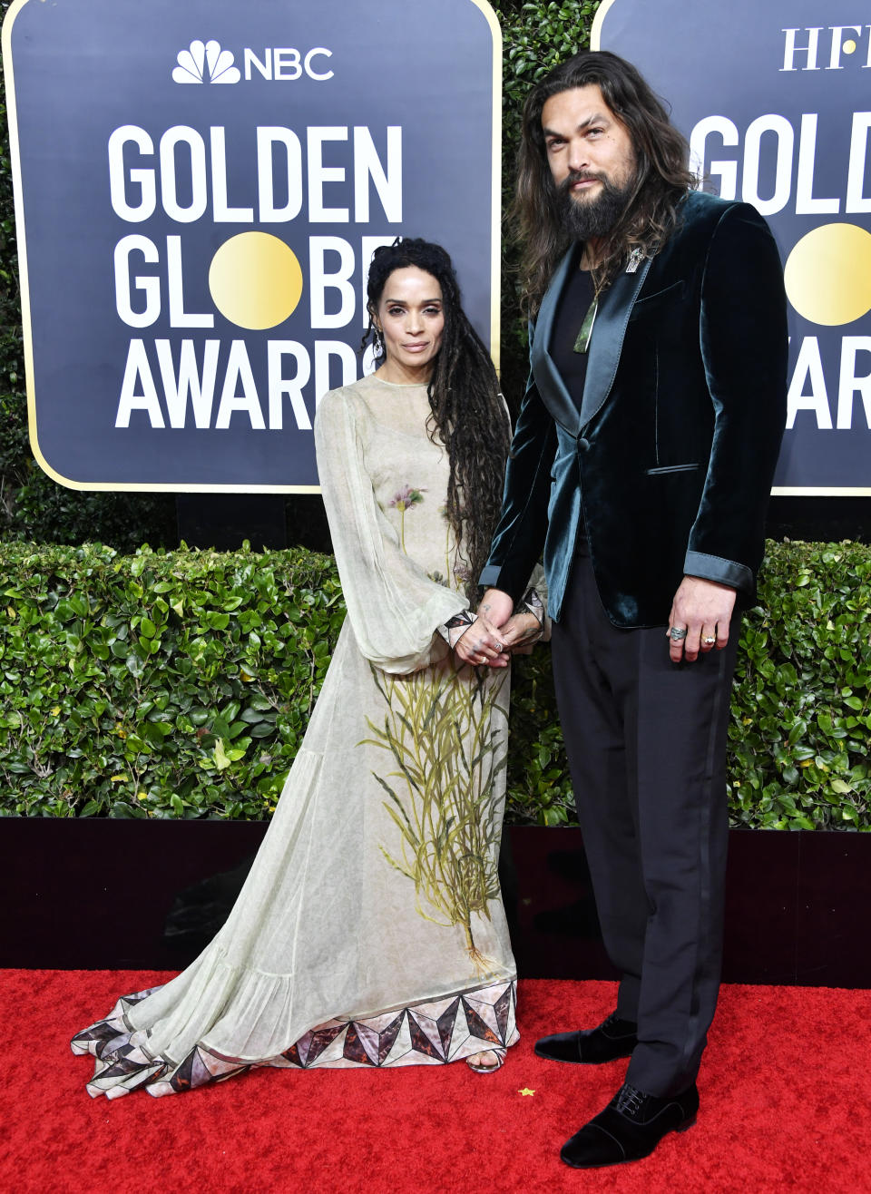 BEVERLY HILLS, CALIFORNIA – JANUARY 05: (L-R) Lisa Bonet and Jason Momoa attend the 77th Annual Golden Globe Awards at The Beverly Hilton Hotel on January 05, 2020 in Beverly Hills, California. (Photo by Frazer Harrison/Getty Images)