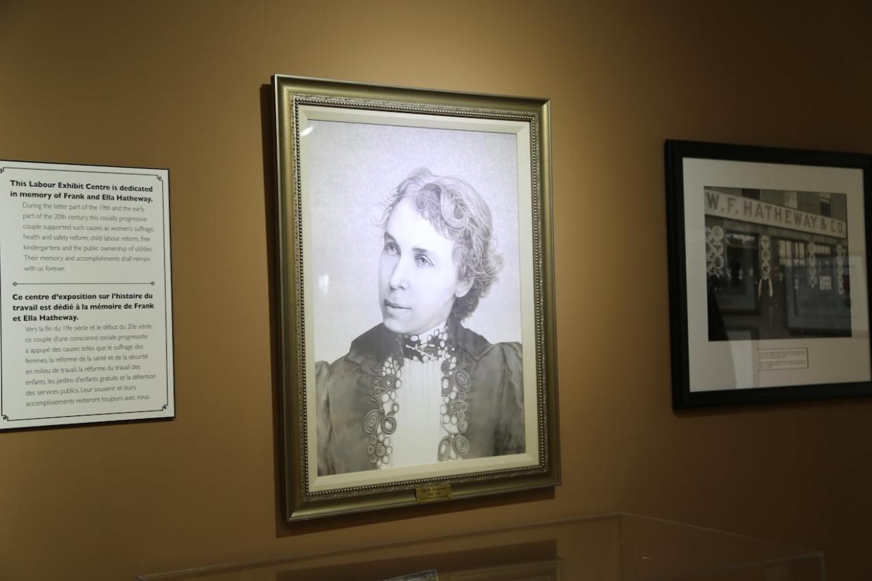 A picture of Ella Hathaway, shown at the Frank and Ella Hathaway Labour Exhibit in Saint John in 2019.  She was a member of the Saint John Women's Enfranchisement Association.  (Lauren Bird/CBC - image credit)