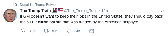 A retweet that was deleted by Treasury Secretary Steve Mnuchin was retweeted by President Trump.