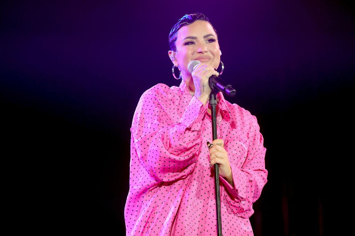 Demi Lovato says complimenting someone's weight loss can be triggering. (Photo: Rich Fury/Getty Images for OBB Media)