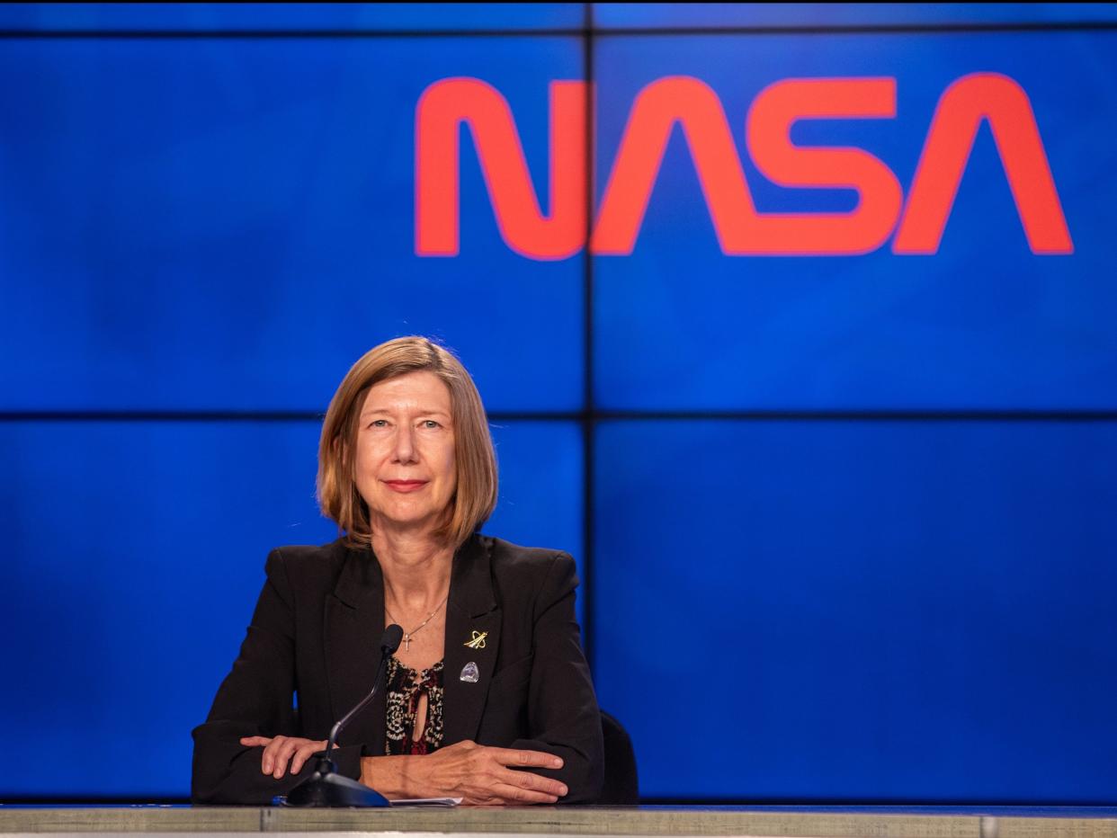 kathryn kathy lueders chief head human spaceflight office nasa worm logo may 30 2020 spacex demo 2 crew dragon mission press briefing KSC 20200530 PH KLS04_0090_orig