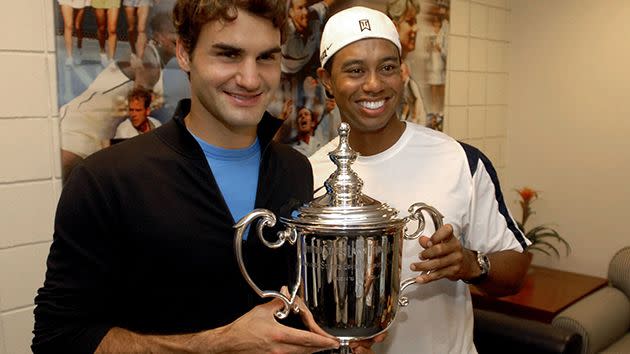 Federer and Woods in 2006. Image: Getty