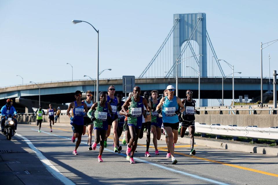 <p>Look, a marathon lasts a long time, but rules and rules. There's no <a href="https://help.nyrr.org/tcsnycmarathon/s/article/what-are-nyrrs-rules-of-competition1" rel="nofollow noopener" target="_blank" data-ylk="slk:public urination;elm:context_link;itc:0;sec:content-canvas" class="link ">public urination</a> allowed. </p>