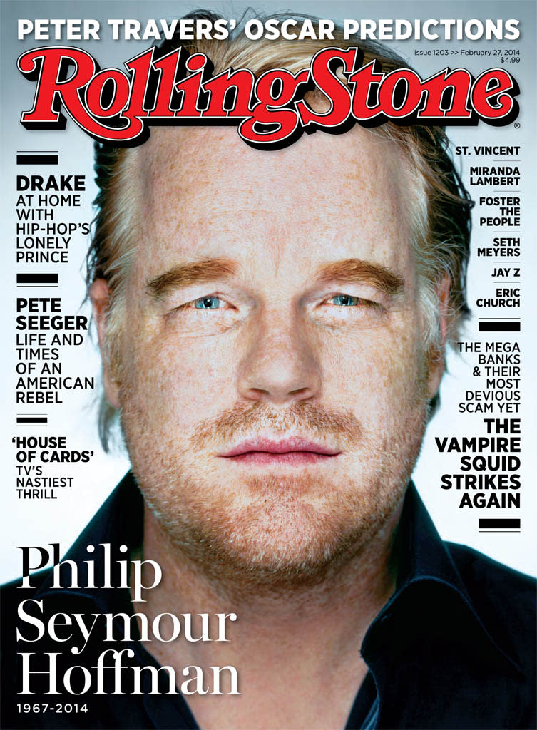 This image released by Wenner Media shows the cover of the Feb. 27, 2014 issue of "Rolling Stone," featuring Philip Seymour Hoffman. Rapper Drake says he won’t do interviews with magazines following his recent story in Rolling Stone magazine. The rapper was supposed to be on cover of the magazine’s new issue, but was replaced with the late Philip Seymour Hoffman. Drake tweeted Thursday, Fe. 13, 2014 that he’s “done doing interviews with magazines.” (AP Photo/Wenner Media)