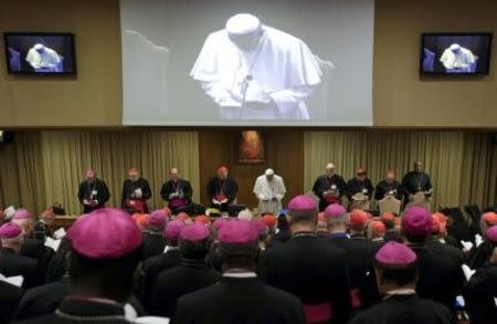 Pope Francis leads the synod on the family in the Synod hall at the Vatican, October 5, 2015. REUTERS/Max Rossi