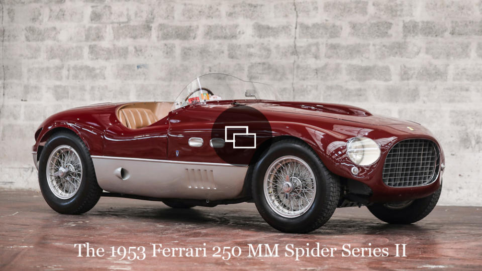 A 1953 Ferrari 250 MM Spider Series II with coachwork by Vignale.