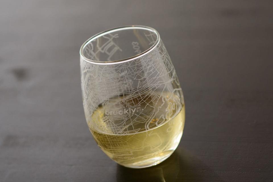 Well Told Brooklyn Maps Stemless Wine Glass