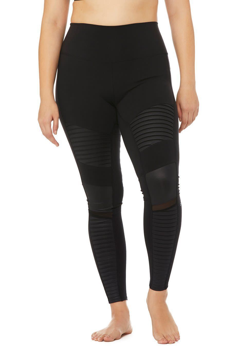 4) High-Waist Moto Legging - Black/Black Glossy