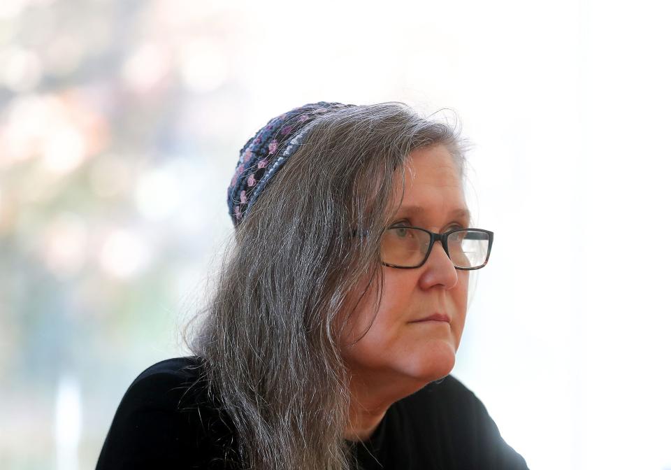 Rabbi Emily Katcher, of Congregation Beth Hatikvah in Bremerton, pause while talking about the Supreme Court ruling in favor of Joe Kennedy, on Thursday, June 30, 2022.