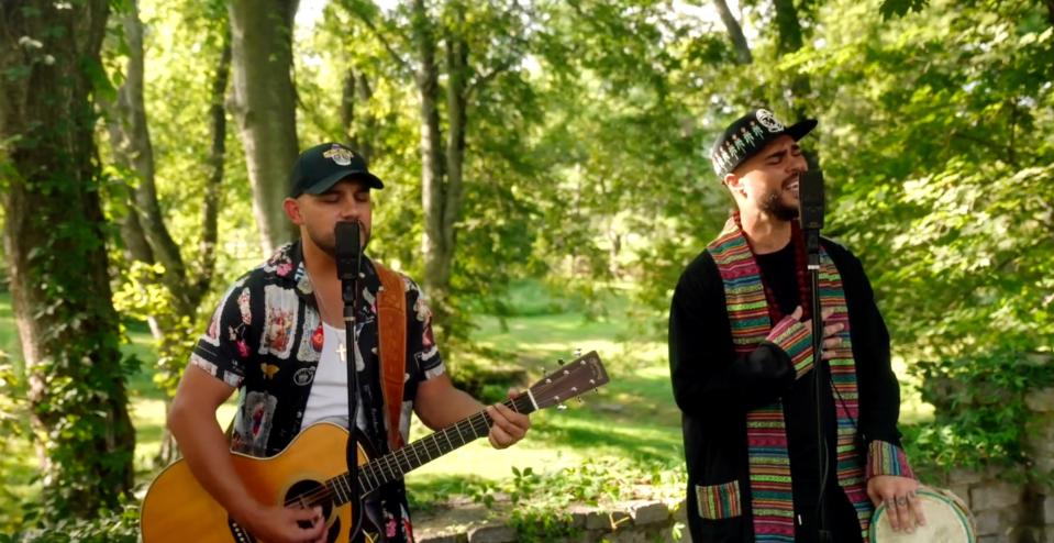 Frank Ray and Shy Carter at video shoot for "Jesus At The Taco Truck," 2023