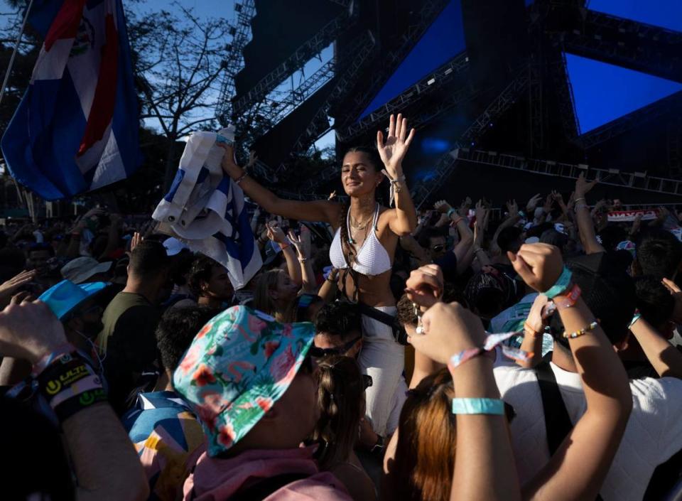 A festvialgoer dances to Afrojack’s set during Ultra Day 3 at the Main Stage on Sunday, March 24, 2024, at Bayfront Park in downtown Miami.