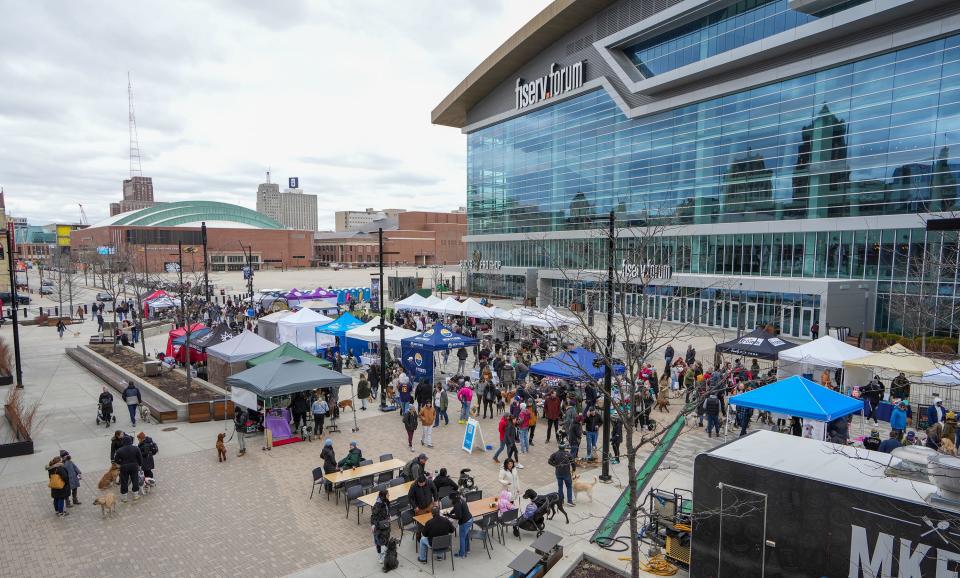 A photo from Doggy Day on the Plaza in Deer District Saturday, April 9, 2022, in Milwaukee.