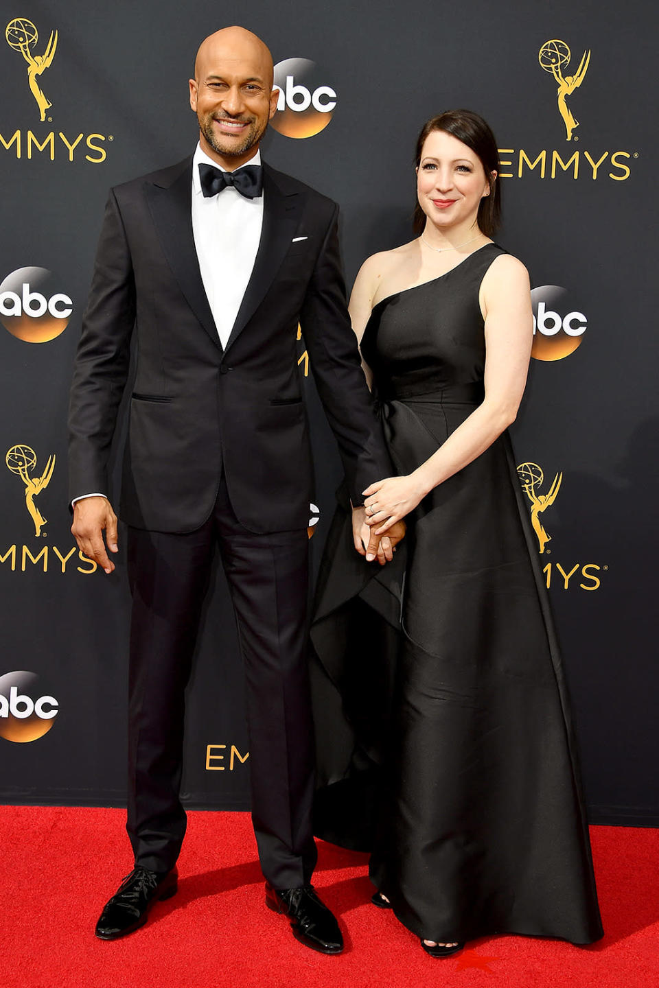 <p>Keegan-Michael Key and producer Elisa Pugliese arrive at the 68th Emmy Awards at the Microsoft Theater on September 18, 2016 in Los Angeles, Calif. (Photo by Getty Images)</p>