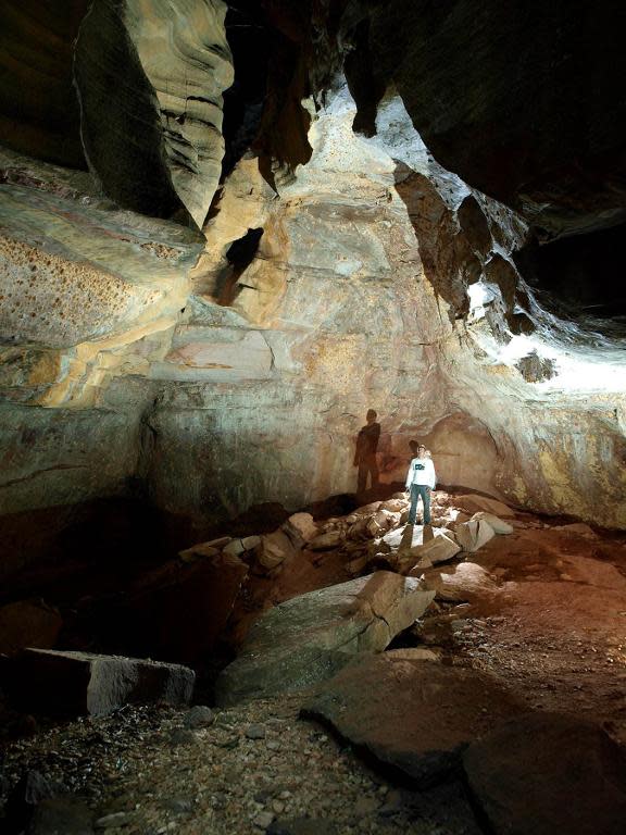 Imge provided by the Museum of the American Man Foundation shows a cavern with cave art at Serra da Capivara National Park in Brazil