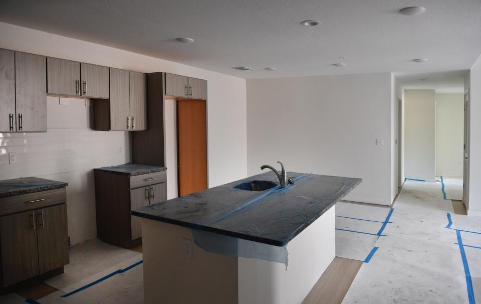 The kitchen of a four-bedroom apartment at Cypress Square. The Sarasota Housing Authority is nearing completion on Cypress Square, a three-building, an affordable housing project consisting of 84 units and a clubhouse in the 1600 block of 21st Street in Sarasota.