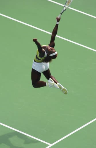 Jumping for joy: Williams won a thrilling semi-final clash at Melbourne Park in 2005