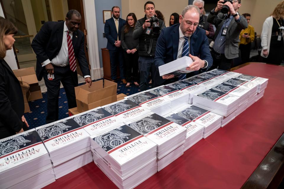 President Donald Trump's budget request for fiscal year 2021 arrives at the House Budget Committee on Capitol Hill in Washington.