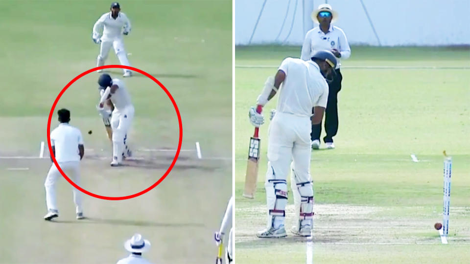 Akash Deep, pictured here being run out in baffling circumstances in the Ranji Trophy final.