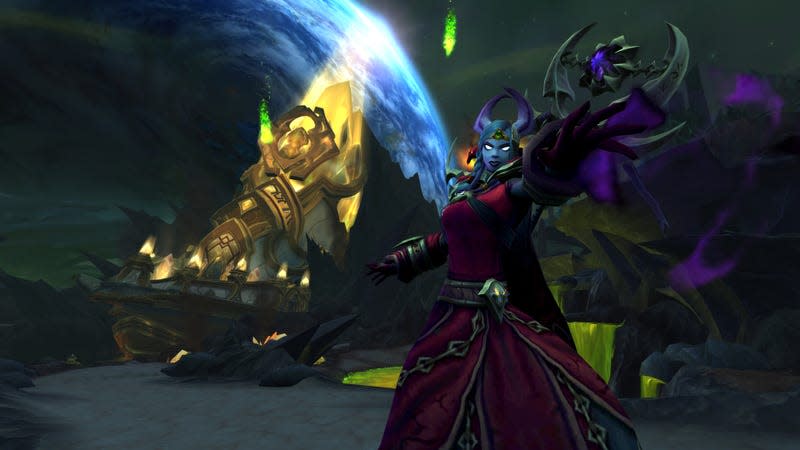 A character casts a spell in World of Warcraft.