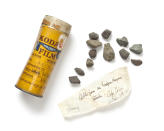 In all, 12 scientists went to Antarctica with Scott including two biologists, three geologists and one meteorologist. Here they collected pebbles found in the stomach of an emperor penguin penguin (Aptenodytes forsteri). The note is signed by Frank Browning and dated 20 September 1911. ©The Natural History Museum.