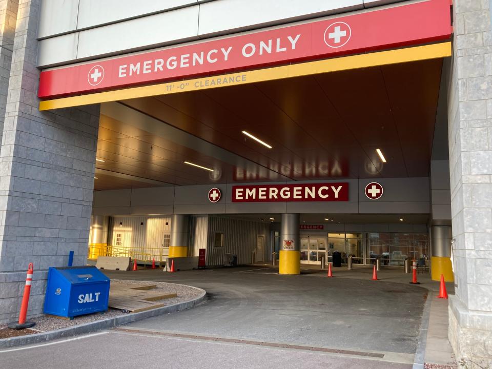 The entrance to the emergency department at the University of Vermont Medical Center in Burlington on Nov. 7, 2020.