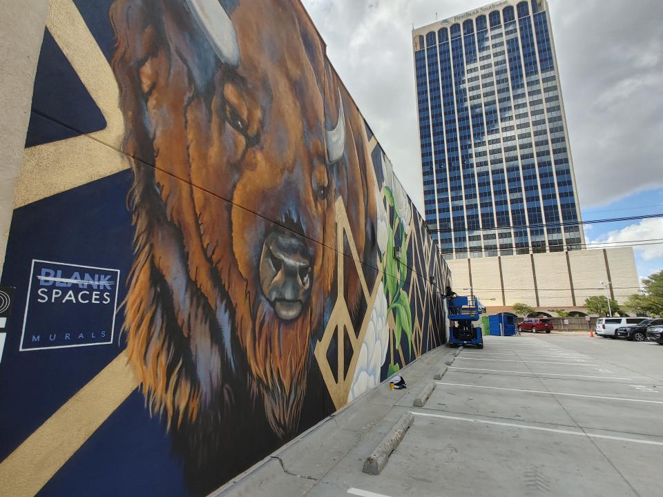 After a one-year hiatus for COVID-19, the Hoodoo Mural Festival returned for its second year promoting Amarillo’s downtown public art. Among featured artists was local group Blank Spaces.