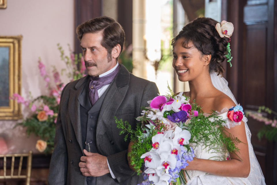 <em>Conchita's dad (John Arnold) walks his daughter down the aisle.</em><p>Photo: Courtesy of Apple TV+</p>