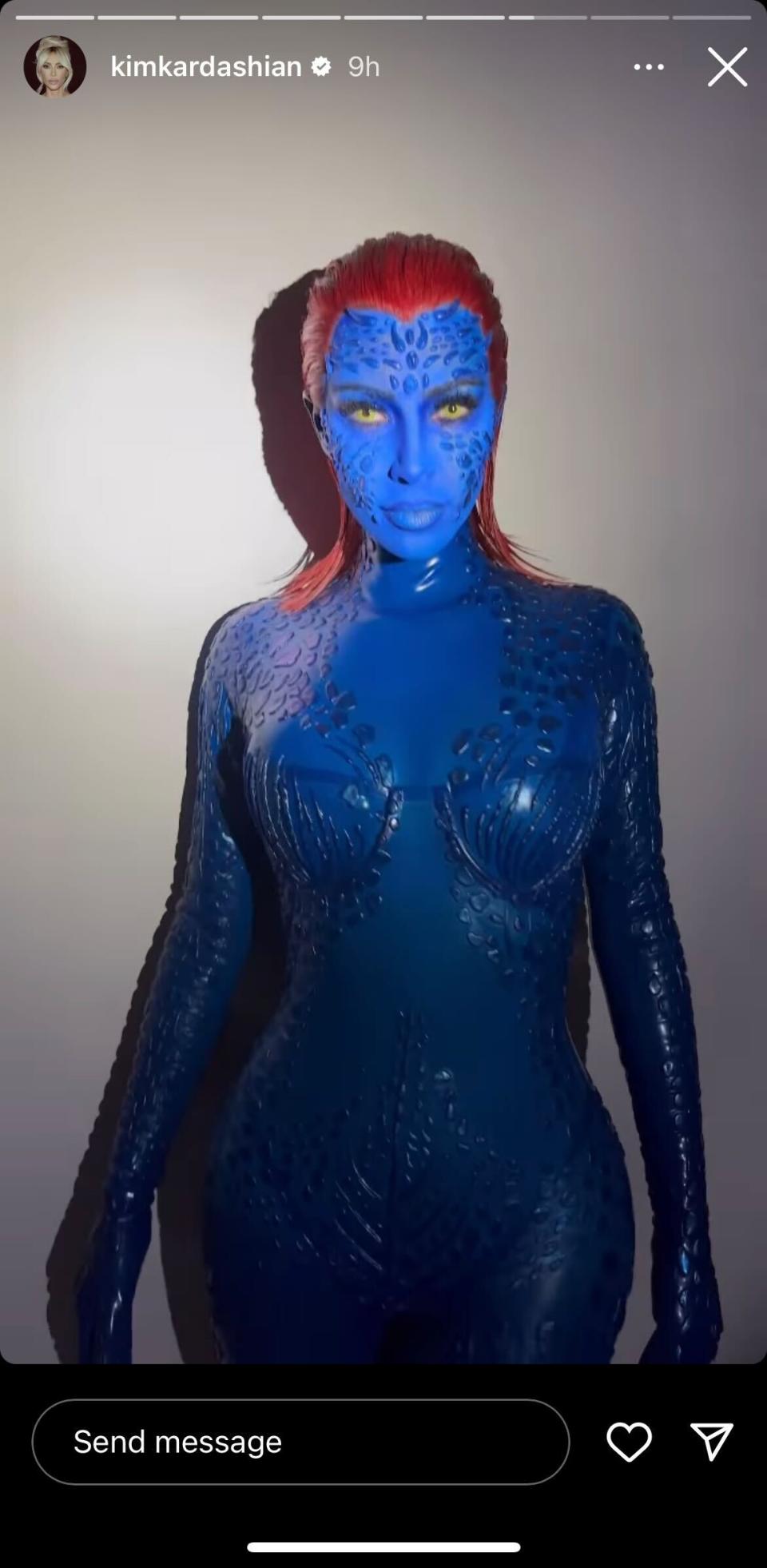 Kim Kardashian's transformation into Mystique from 