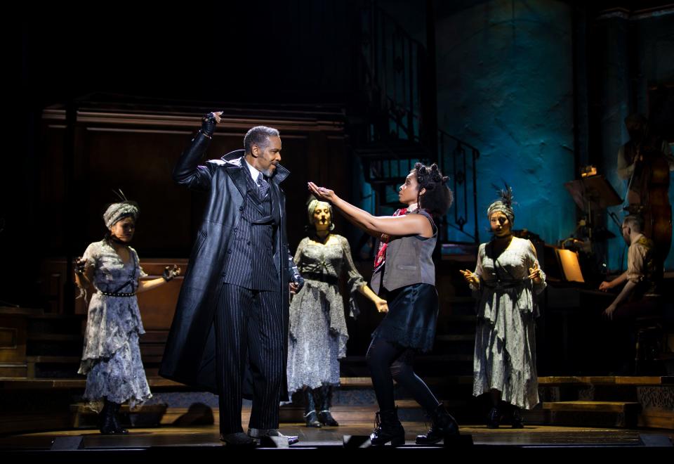 Kevyn Morrow and Morgan Siobhan Green in the Broadway touring production of "Hadestown."