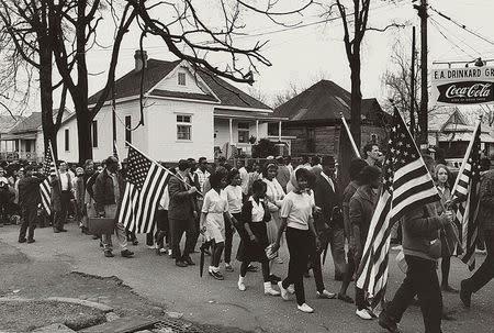 Participants marching in a civil rights march from Selma to Montgomery, Alabama, in this 1965 photograph courtesy of the Library of Congress. REUTERS/Library of Congress/Handout via Reuters