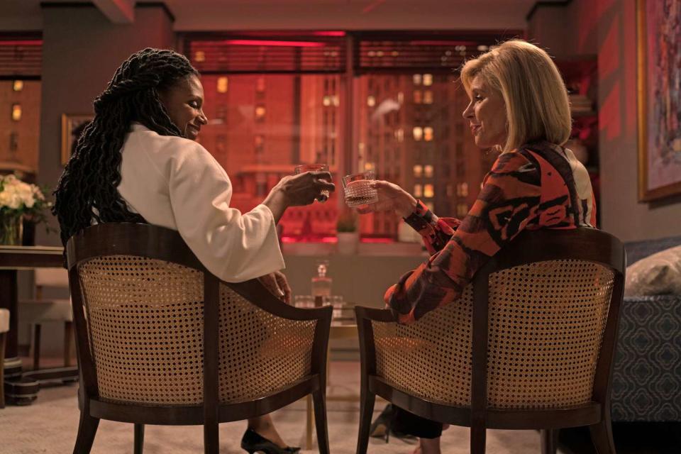 Audra McDonald as Liz Reddick and Christine Baranski as Diane Lockhart in The Goodfight episode 2, Season 6 streaming on Paramount+, 2022.