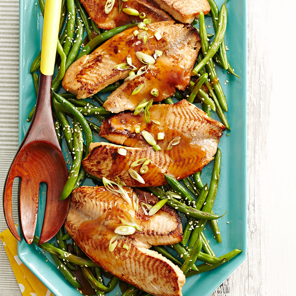 Asian Tilapia with Stir-Fried Green Beans