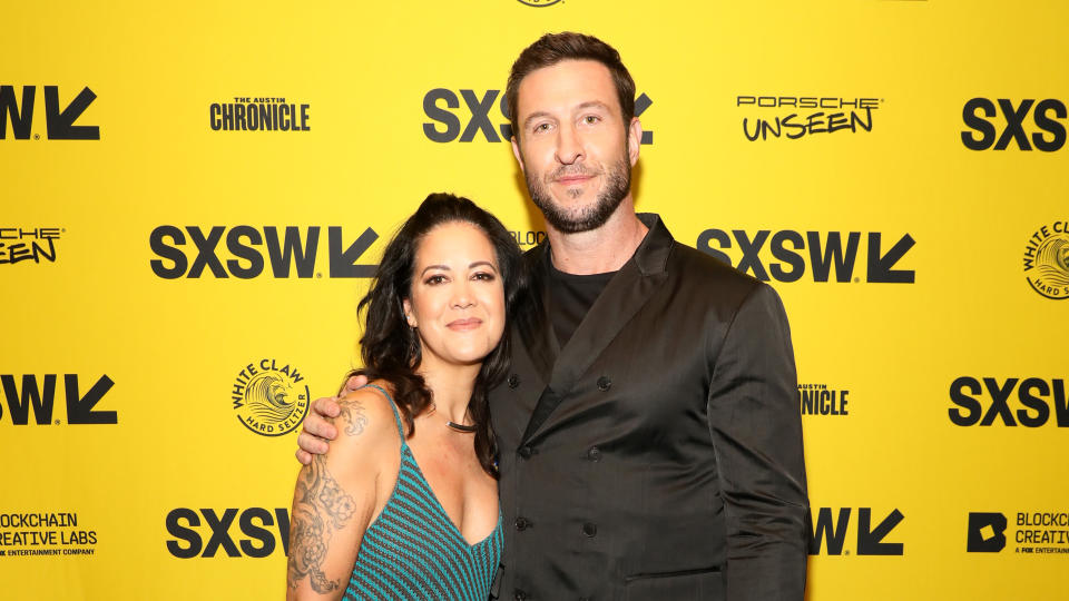 Halo executive producer Kiki Wolfkill with leading man Pablo Schreiber at the SXSW Film Festival. (Getty/Paramount+)