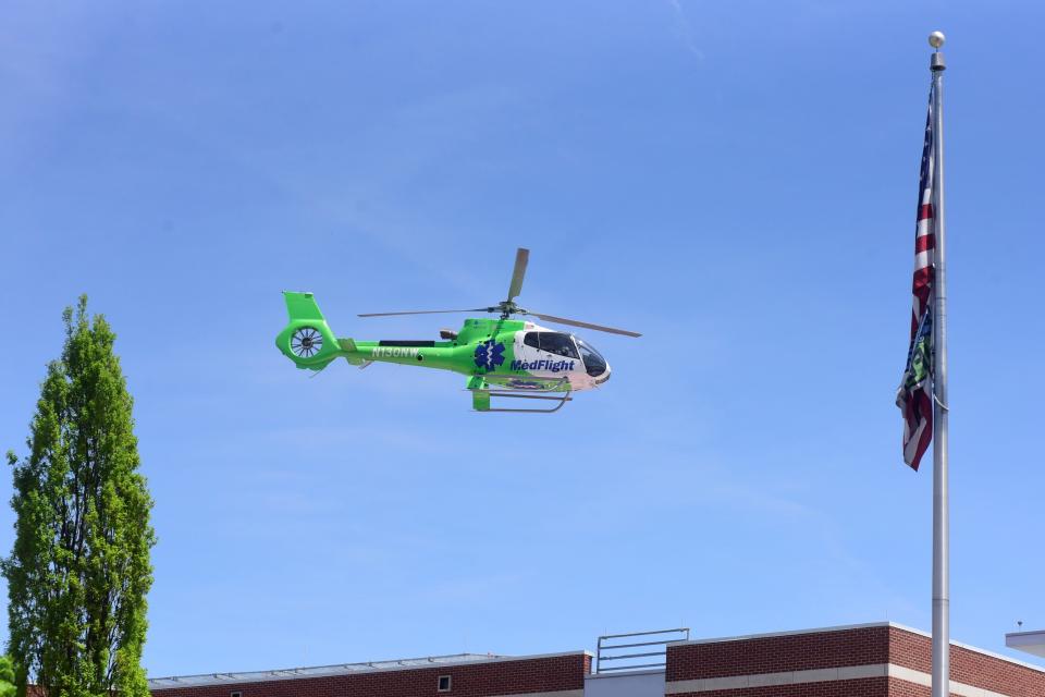 A MedFlight helicopter completed the first landing on the roof of OhioHealth Mansfield Hospital.  The helipad is large enough to support birds with wingspans of up to 53 feet.