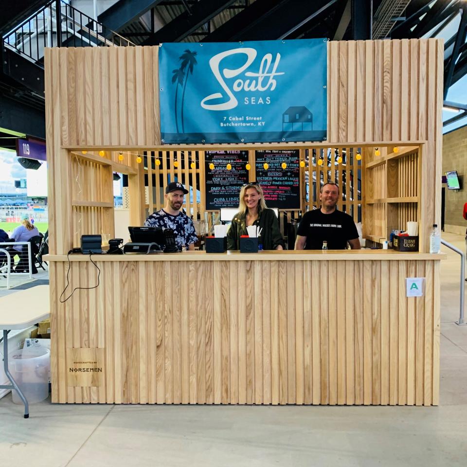 A kiosk of the soon-to-open South Seas restaurant and bar in Butchertown.
