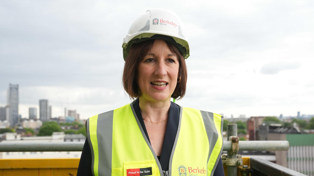 LONDON, ENGLAND - JULY 8: Chancellor Rachel Reeves speaking to the media during a visit to the Oval Village project, after the Chancellor announced the first steps the new Government will be taking to deliver economic growth on July 8, 2024 in London, England. Angela Rayner was appointed Deputy Prime Minister and Secretary of State for Levelling up, Housing and Communities. Rachel Reeves was appointed Chancellor of the Exchequer by new Prime Minister Keir Starmer after Labour won the general election with a clear majority. Labour took 411 seats out of 649 with the Conservatives on 121 and the Liberal Democrats on 71. (Photo by Lucy North - Pool/Getty Images)