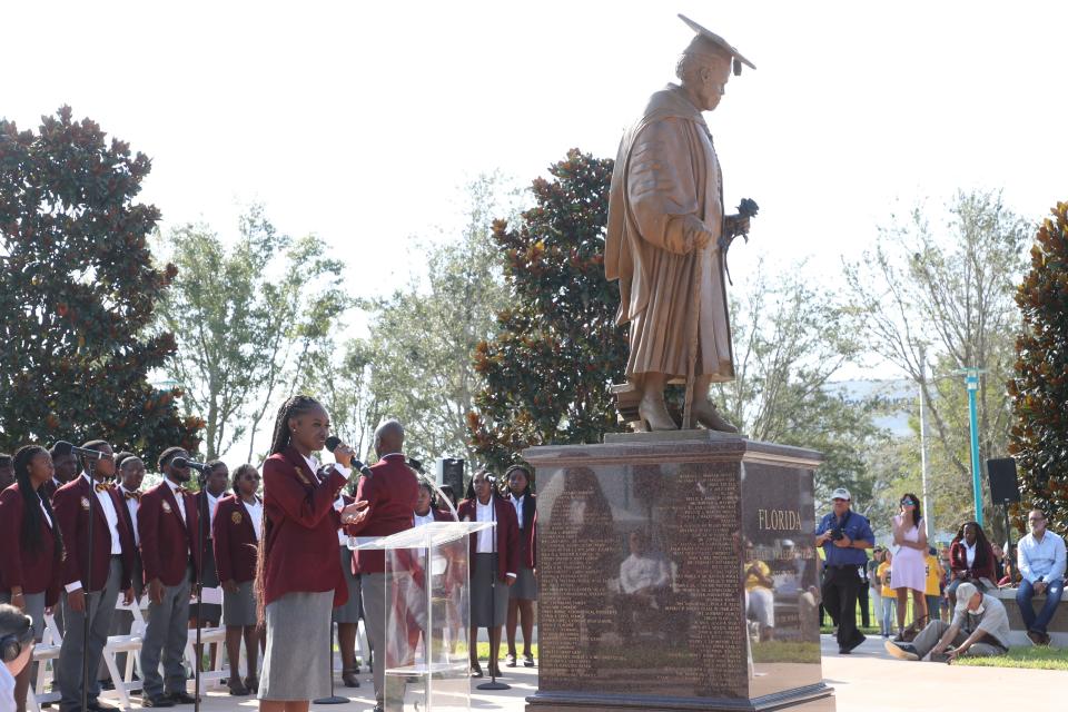 The Bethune-Cookman University Concert Choral performed during Thursday morning's unveiling of the bronze Mary McLeod Bethune statue at Daytona Beach's Riverfront Esplanade.