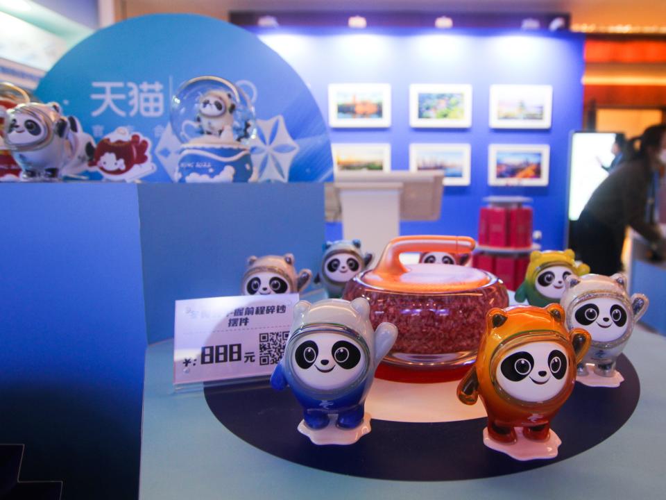 A souvenir shop at the Beijing 2022 media centre for non-accredited journalists at the Beijing International Hotel's Convention Centre. The media centre, which is scheduled to operate from 1 to 20 February, provides information about the Beijing 2022 Olympic Winter Games for journalists without official Olympic accreditation. Due to COVID-19 restrictions, the media centre will mainly serve resident journalists working for Beijing-based offices of international media companies. The Beijing 2022 media centre for non-accredited journalists features conference halls, areas for work and recreation, a coffee zone, photo exhibitions about Olympic Games and the life in China, souvenir shops and more. During the Winter Games, the media center will provide services in line with the Olympic Host Contract, including press releases and interviews.