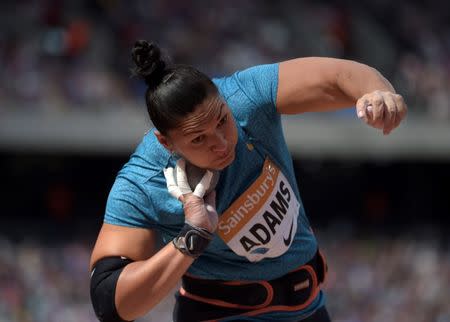 Jul 25, 2015; London, United Kingdom; Valerie Adams (NZL) places second in the womens shot put at 61-0 (18.59m) during the 2015 Sainsbury's Anniversary Games at Olympic Stadium at Queen Elizabeth Olympic Park. Kirby Lee-USA TODAY Sports