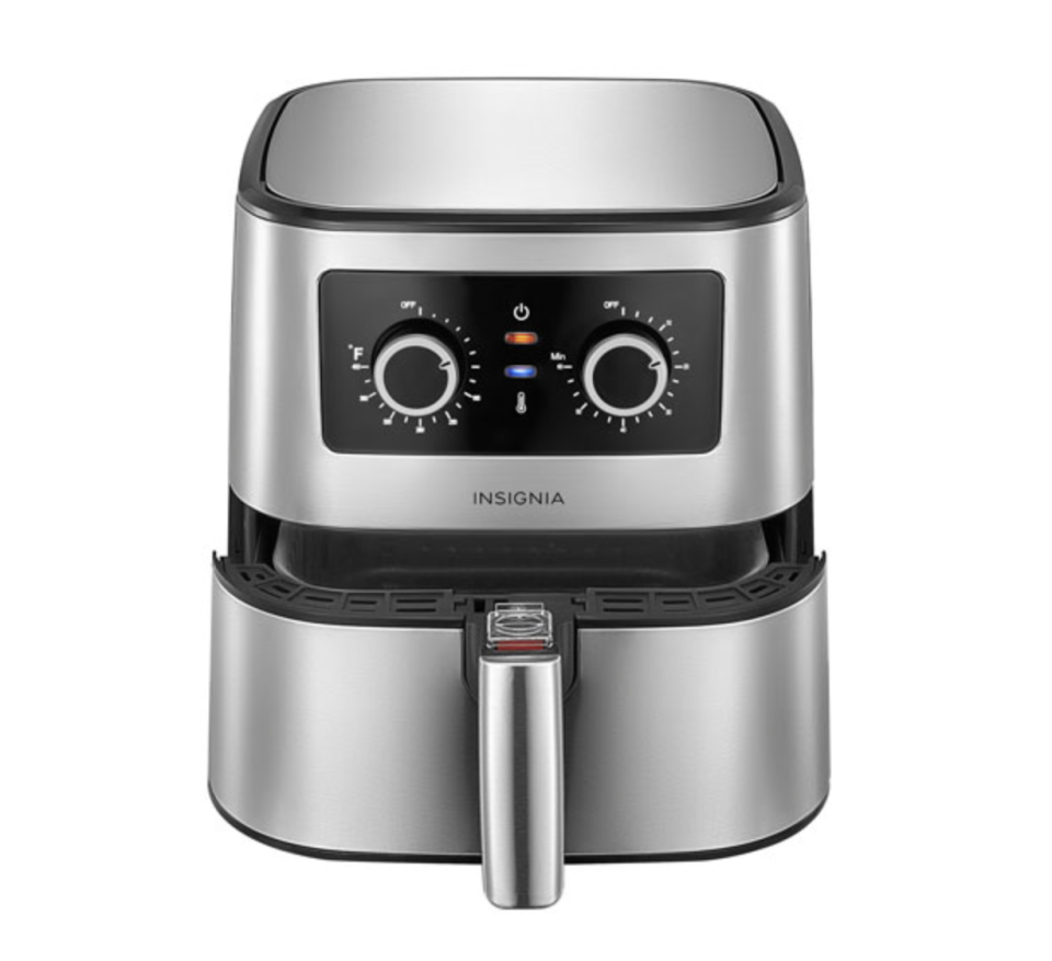 Insignia Air Fryer in silver and black on white background (Photo via Best Buy Canada)