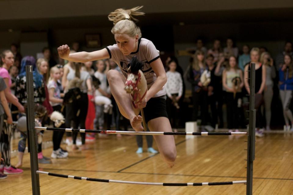 Jump for joy: Hobbyhorse riding has evolved into a community for teenage girls (Stefan Bremer/Tuffi Films)