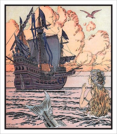 Ilustración del cuento de <em>La sirenita</em> de Andersen por Ivan Bilibin. <a href="https://commons.wikimedia.org/wiki/File:Little_Mermaid_(Bilibin)_04.jpg" rel="nofollow noopener" target="_blank" data-ylk="slk:Wikimedia Commons;elm:context_link;itc:0;sec:content-canvas" class="link ">Wikimedia Commons</a>