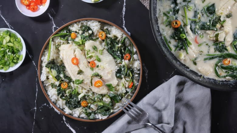 plate of coconut-poached tilapia