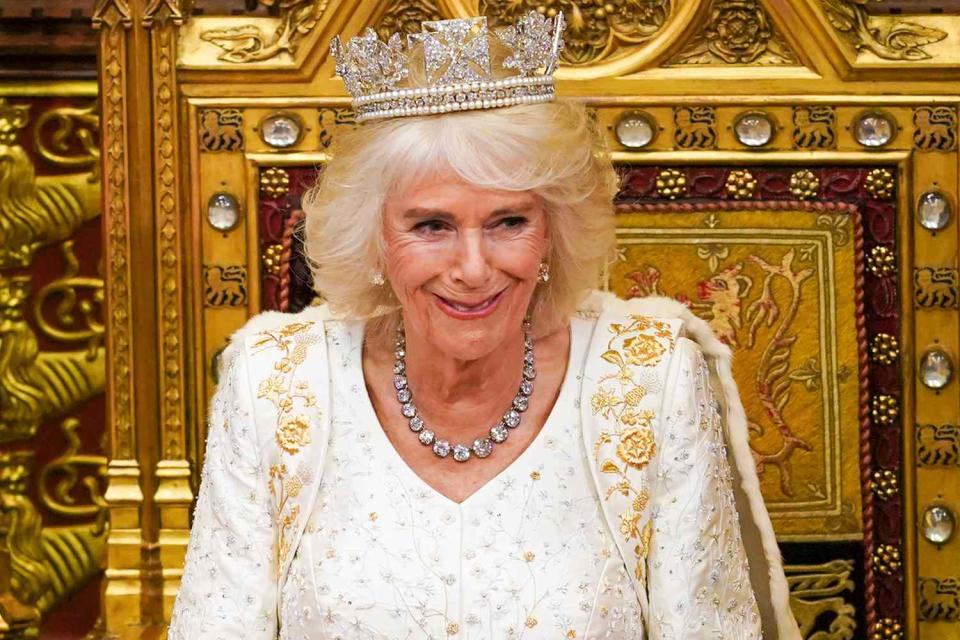 <p>Arthur Edwards - WPA Pool/Getty</p> Queen Camilla at the State Opening of Parliament on November 7.