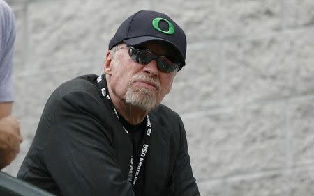 Phil Knight, co-founder and chairman of NIKE, Inc. watches the U.S. Olympic athletics trials in Eugene, Oregon June 29, 2012. REUTERS/Steve Dipaola