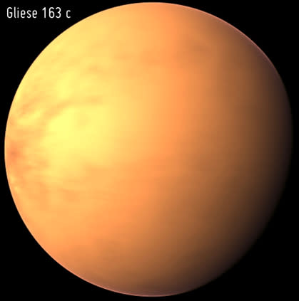 Artist's rendition of the "super Earth" Gliese 163c, which may be capable of supporting microbial life.