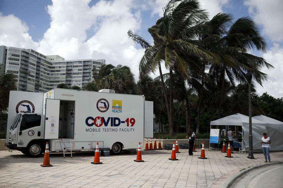 General view of a mobile COVID-19 testing facility, in Miami Beach, Florida, United States on July 24, 2020.